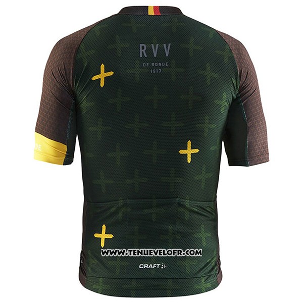 2017 Maillot Ciclismo Craft Monuments Marron et Vert Manches Courtes et Cuissard