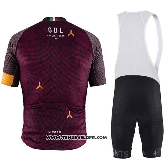 2018 Maillot Ciclismo Craft Monument Fonce Rouge Manches Courtes et Cuissard