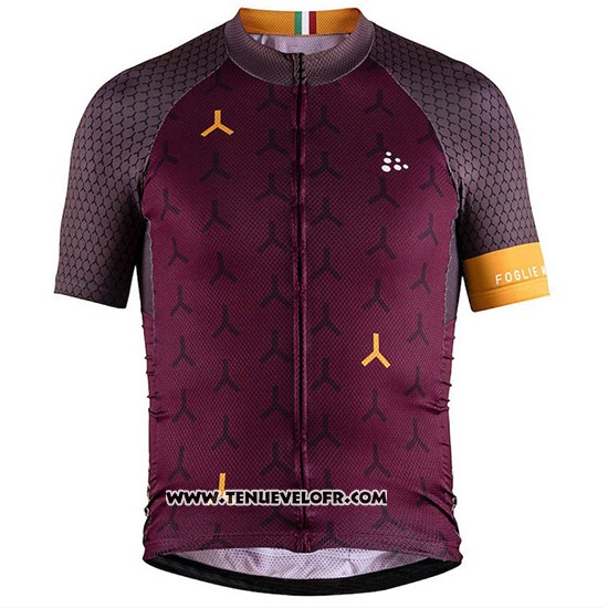 2018 Maillot Ciclismo Craft Monument Fonce Rouge Manches Courtes et Cuissard