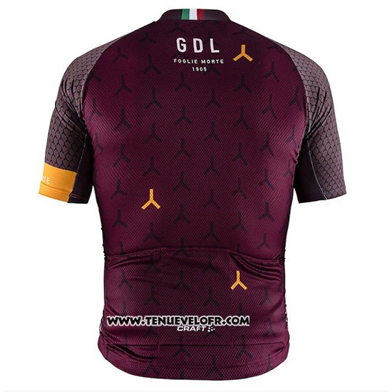 2018 Maillot Ciclismo Craft Monument Fonce Rouge Manches Courtes et Cuissard