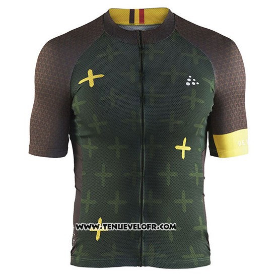 2018 Maillot Ciclismo Craft Monument Fonce Vert Manches Courtes et Cuissard