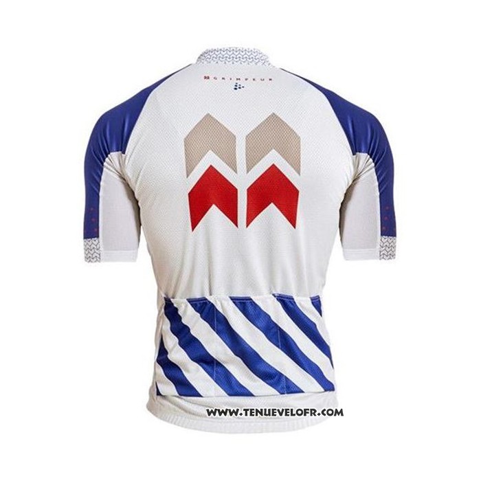 2020 Maillot Ciclismo Craft Bleu Blanc Manches Courtes et Cuissard