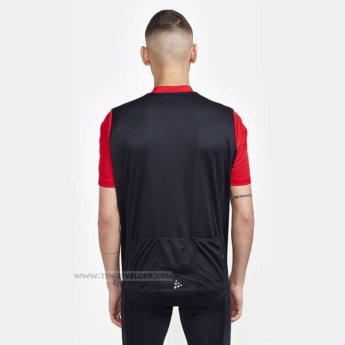 2023 Maillot Cyclisme Craft Rouge Noir Manches Courtes Et Cuissard