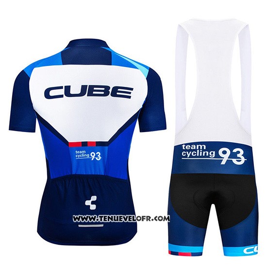 2019 Maillot Ciclismo Cube Bleu Bleu Profond Manches Courtes et Cuissard