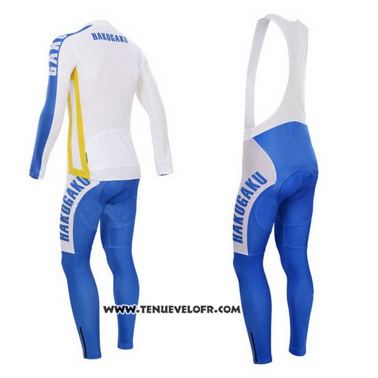 2014 Maillot Ciclismo Fox Cyclingbox Blanc et Bleu Manches Longues et Cuissard