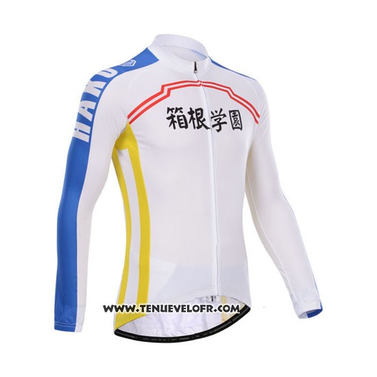 2014 Maillot Ciclismo Fox Cyclingbox Blanc et Bleu Manches Longues et Cuissard