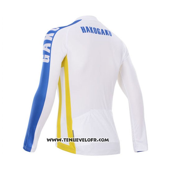 2014 Maillot Ciclismo Fox Cyclingbox Blanc et Bleu Manches Longues et Cuissard