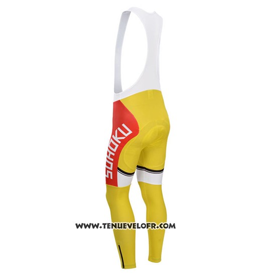 2014 Maillot Ciclismo Fox Cyclingbox Blanc et Jaune Manches Longues et Cuissard