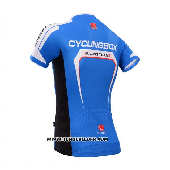 2014 Maillot Ciclismo Fox Cyclingbox Bleu et Blanc Manches Courtes et Cuissard