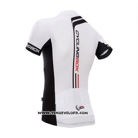 2014 Maillot Ciclismo Fox Cyclingbox Brillant Noir et Blanc Manches Courtes et Cuissard