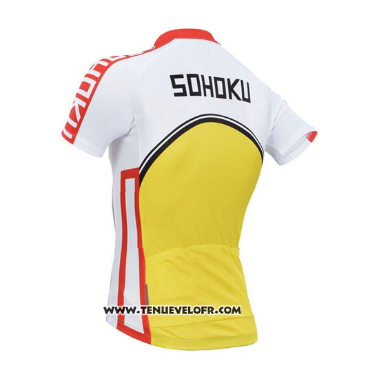 2014 Maillot Ciclismo Fox Cyclingbox Jaune et Rouge Manches Courtes et Cuissard