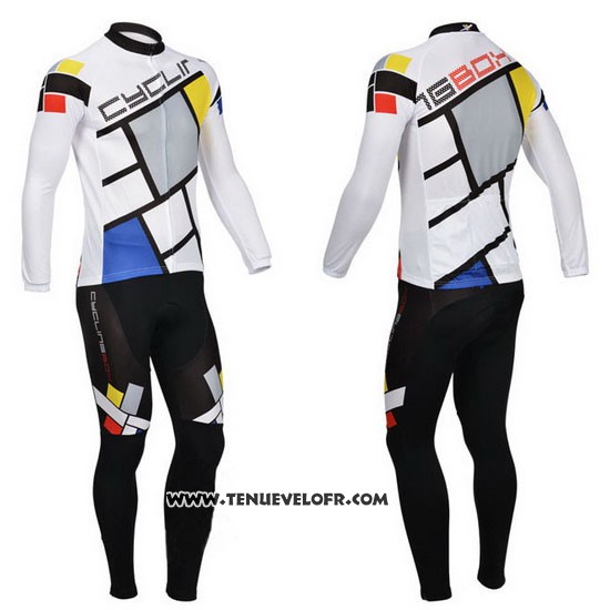 2014 Maillot Ciclismo Fox Cyclingbox Lumiere Blanc Manches Longues et Cuissard