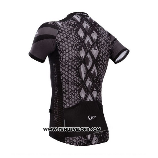 2014 Maillot Ciclismo Fox Cyclingbox Noir et Gris Manches Courtes et Cuissard