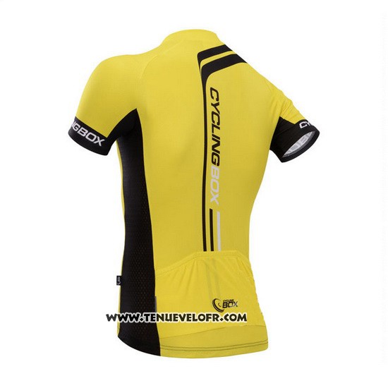 2014 Maillot Ciclismo Fox Cyclingbox Noir et Jaune Manches Courtes et Cuissard