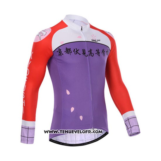 2014 Maillot Ciclismo Fox Cyclingbox Rouge et Violet Manches Longues et Cuissard
