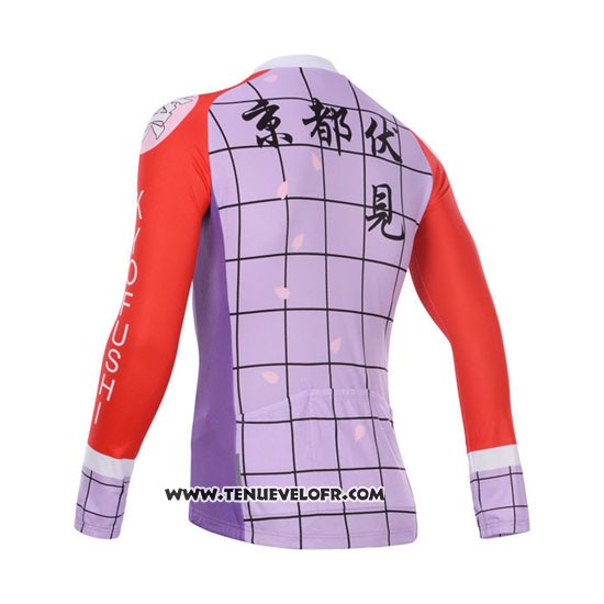 2014 Maillot Ciclismo Fox Cyclingbox Rouge et Violet Manches Longues et Cuissard