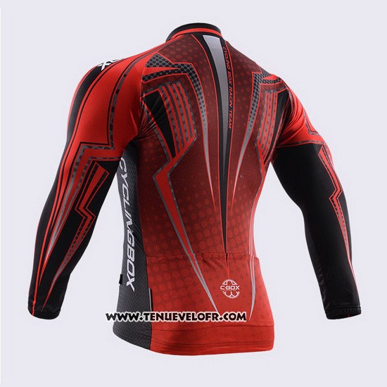 2015 Maillot Ciclismo Fox Cyclingbox Noir Rouge Manches Longues et Cuissard