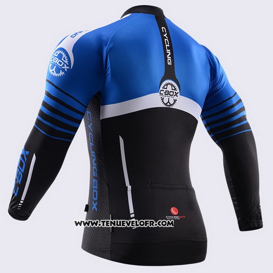 2015 Maillot Ciclismo Fox Cyclingbox Noir et Bleu Manches Longues et Cuissard
