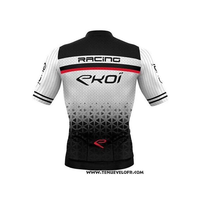 2020 Maillot Ciclismo EKOI Blanc Noir Manches Courtes et Cuissard