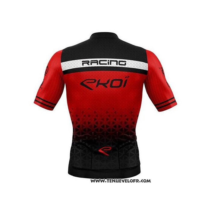 2020 Maillot Ciclismo EKOI Noir Rouge Manches Courtes et Cuissard