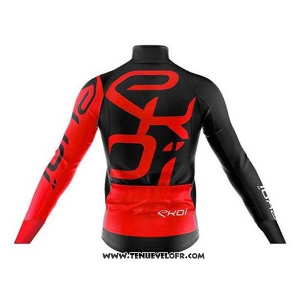 2020 Maillot Ciclismo EKOI Noir Rouge Manches Longues et Cuissard