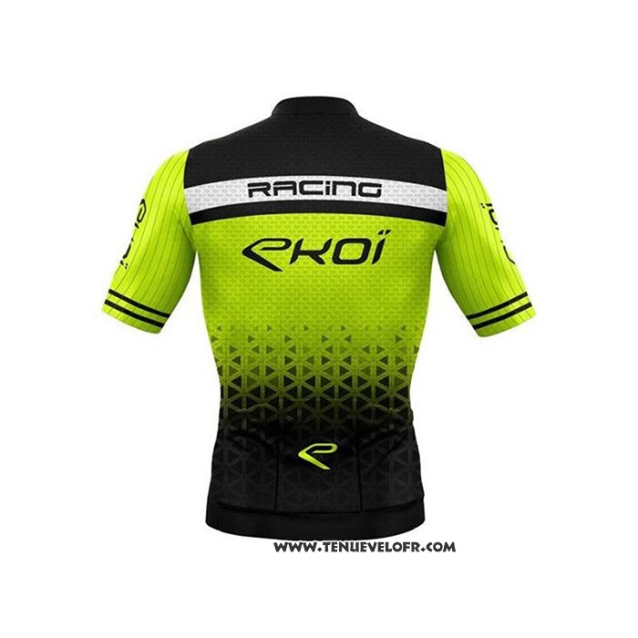 2020 Maillot Ciclismo EKOI Noir Vert Manches Courtes et Cuissard