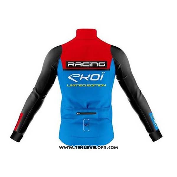 2020 Maillot Ciclismo EKOI Rouge Bleu Noir Manches Longues et Cuissard