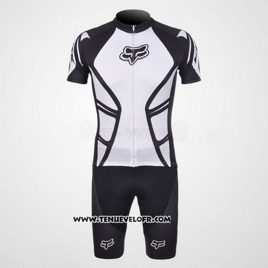 2011 Maillot Ciclismo Fox Blanc et Noir Manches Courtes et Cuissard