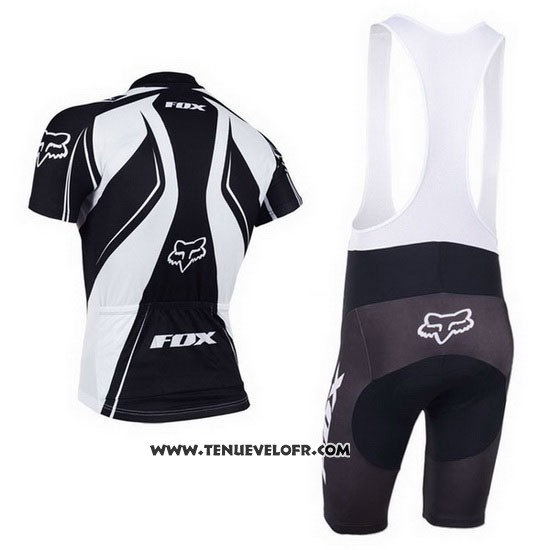2013 Maillot Ciclismo Fox Blanc et Noir Manches Courtes et Cuissard