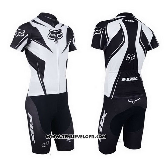 2013 Maillot Ciclismo Fox Blanc et Noir Manches Courtes et Cuissard