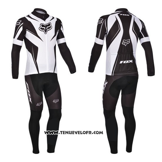 2013 Maillot Ciclismo Fox Blanc et Noir Manches Longues et Cuissard