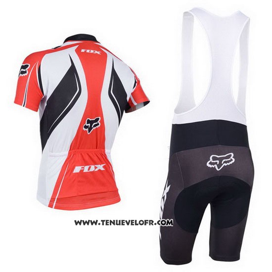 2013 Maillot Ciclismo Fox Blanc et Rouge Manches Courtes et Cuissard