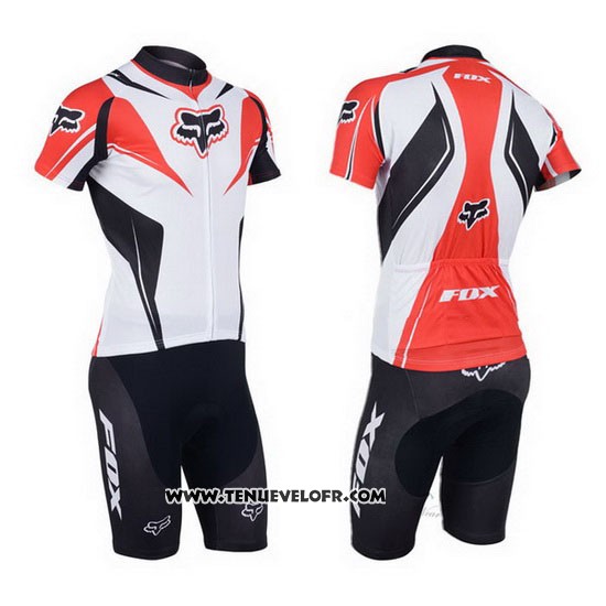 2013 Maillot Ciclismo Fox Blanc et Rouge Manches Courtes et Cuissard