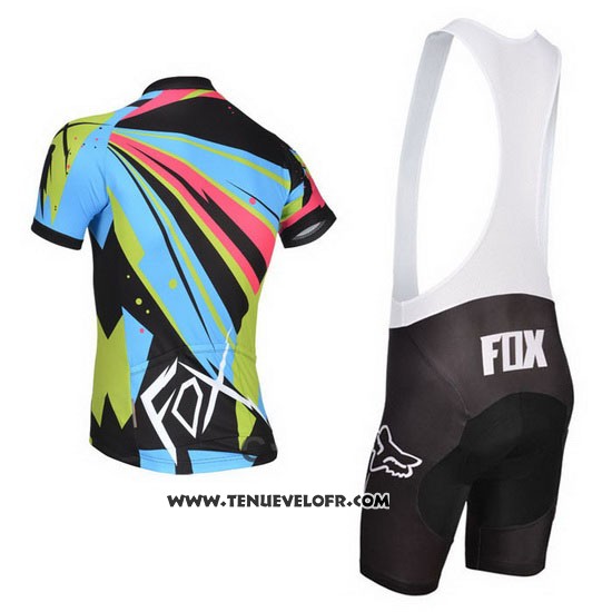2014 Maillot Ciclismo Fox Azur et Noir Manches Courtes et Cuissard