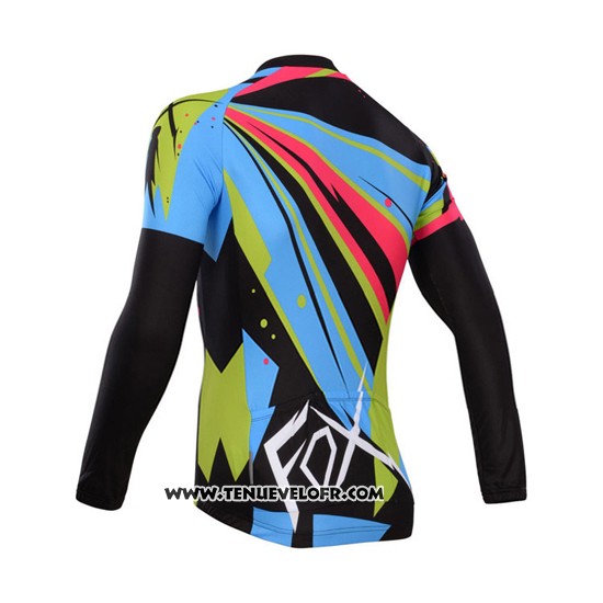2014 Maillot Ciclismo Fox Azur et Noir Manches Longues et Cuissard