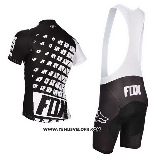 2014 Maillot Ciclismo Fox Blanc et Noir Manches Courtes et Cuissard