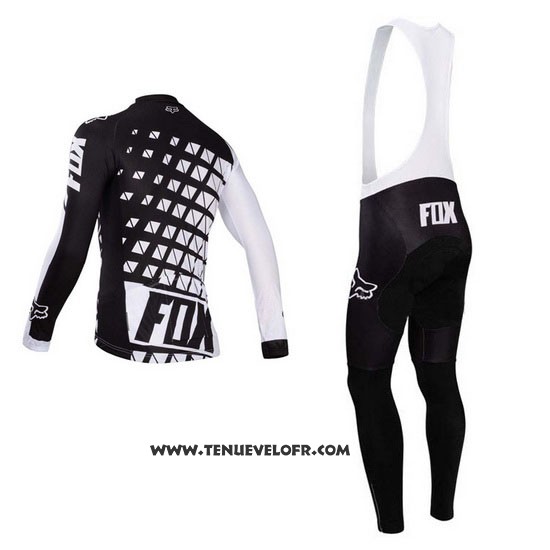 2014 Maillot Ciclismo Fox Blanc et Noir Manches Longues et Cuissard