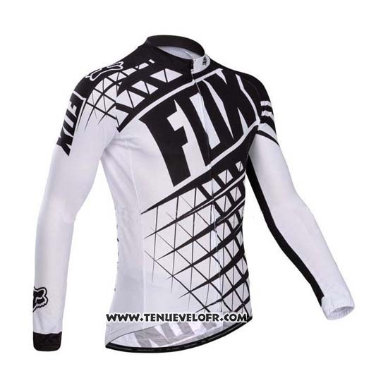2014 Maillot Ciclismo Fox Blanc et Noir Manches Longues et Cuissard