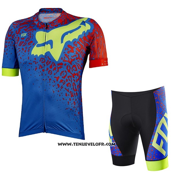 2017 Maillot Ciclismo Fox Ascent Comp Bleu Manches Courtes et Cuissard
