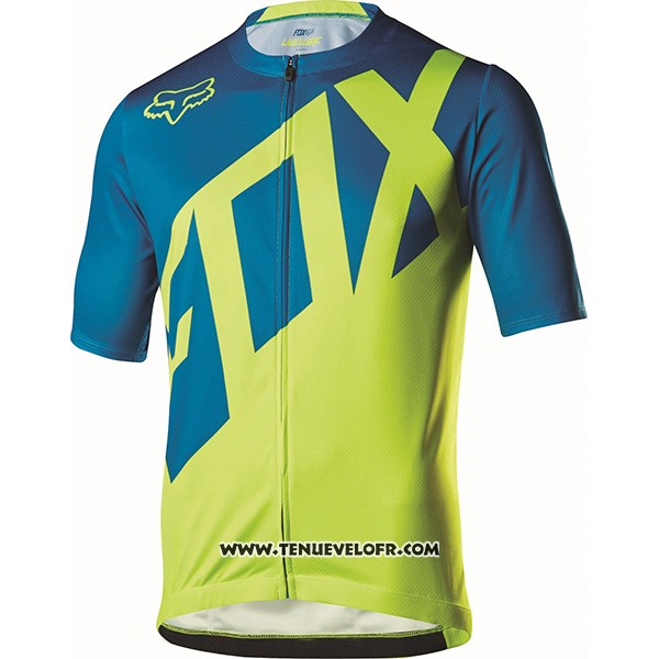 2017 Maillot Ciclismo Fox Livewire Bleu et Vert Manches Courtes et Cuissard