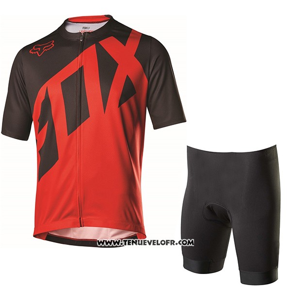 2017 Maillot Ciclismo Fox Livewire Noir et Rouge Manches Courtes et Cuissard
