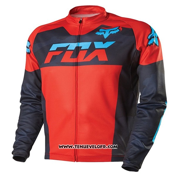 2017 Maillot Ciclismo Fox Rouge et Noir Manches Courtes et Cuissard