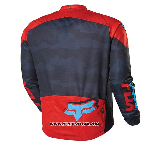 2017 Maillot Ciclismo Fox Rouge et Noir Manches Courtes et Cuissard