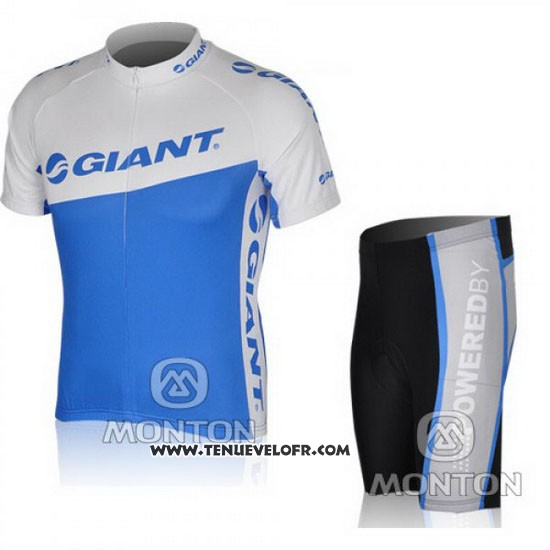 2010 Maillot Ciclismo Giant Blanc et Azur Manches Courtes et Cuissard