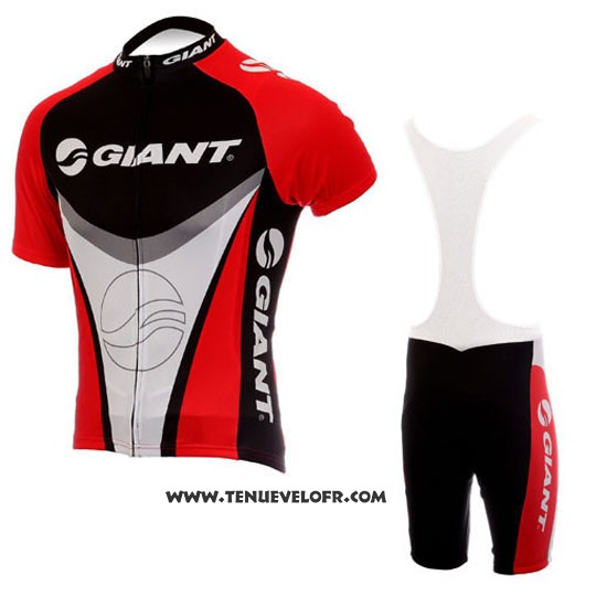 2010 Maillot Ciclismo Giant Noir et Rouge Manches Courtes et Cuissard