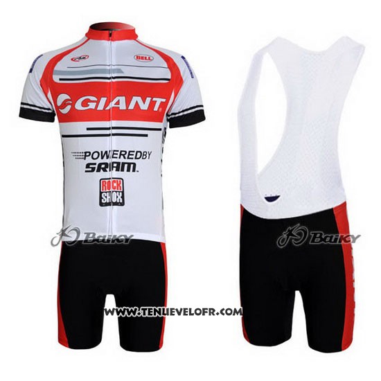 2011 Maillot Ciclismo Giant Blanc et Rouge Manches Courtes et Cuissard