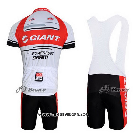 2011 Maillot Ciclismo Giant Blanc et Rouge Manches Courtes et Cuissard