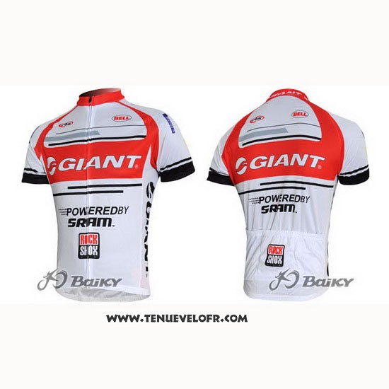 2011 Maillot Ciclismo Giant Blanc et Rouge Manches Courtes et Cuissard