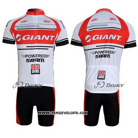 2011 Maillot Ciclismo Giant Blanc et Rouge Manches Courtes et Cuissard