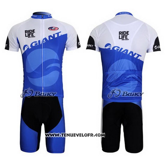 2011 Maillot Ciclismo Giant Bleu et Blanc Manches Courtes et Cuissard